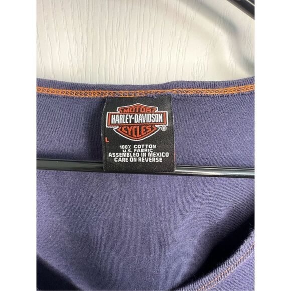 Harley Davidson Graphic Short Sleeve T-Shirt With Leather Strands - Picture 3 of 5